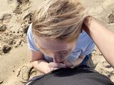 Angelic oral sex at the beach with excited blonde