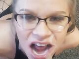 Blonde is doing great deepthroat oral sexual intercourse with humongous cumshot