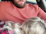 Mesmerizing blonde married woman performs fellatio to her dude while driving car